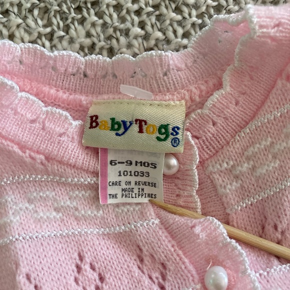 Vintage Babytogs Sweet Pink Button-Up Cardigan Baby Blouse Size 6-9 Months - Picture 7 of 8